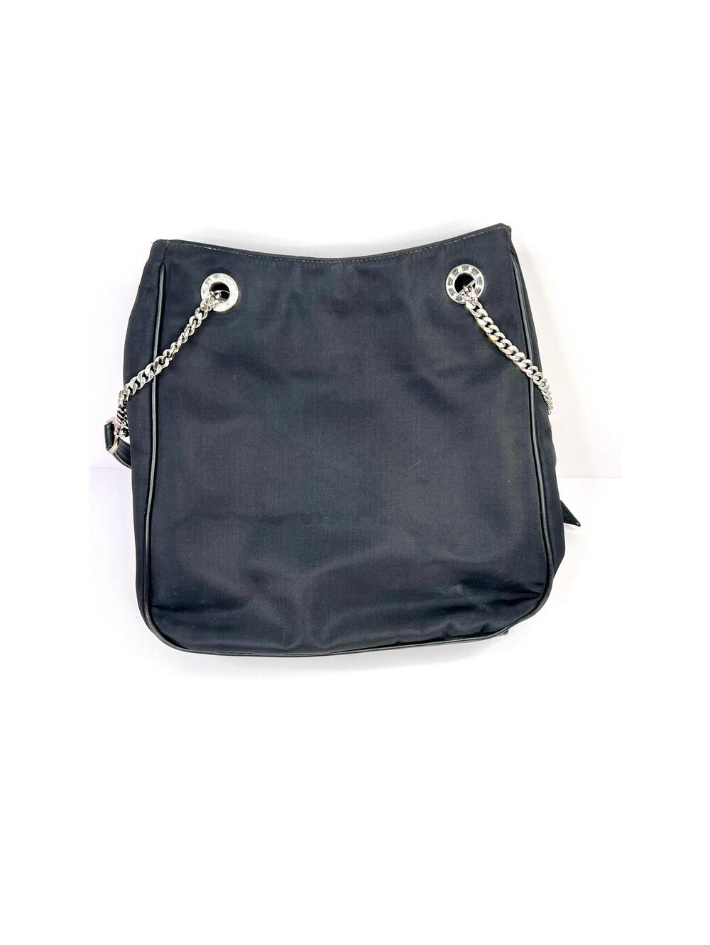Vintage Paloma Picasso Shoulder Bag,'X' logo, black nylon/Leather, chain strap - Picture 2 of 9